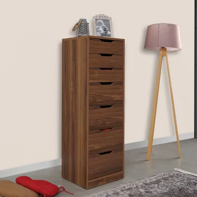 Image de Skye Decor, Flow - Walnut, commode, noyer, panneaux de particules 100 % mélaminés, 44 x 40 x 130 cm