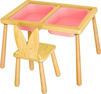 Immagine prodotto di Skye Decor, Table and Chair - Pink, tovaglietta per bambini, 100% PINO, rosa, 53 x 74 x 52 cm