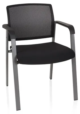 Besucherstuhl Meet, Stoff/Netz, schwarz, stapelbar, Armlehnen