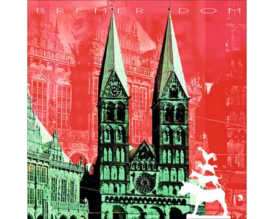 Produktbild von Glasbild Bremen Dom rot 20x20 cm