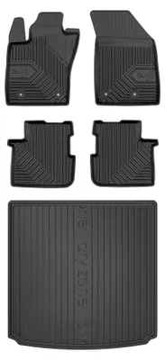 Image de Tapis en caoutchouc + bac de coffre pour Fiat Tipo 2015-2026 (break, plancher haut) – 5 pièces, noirs, sur mesure