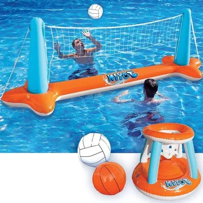 Produktbild von Aufblasbares Schwimmbad-Set mit Volleyballnetz und Basketballringen