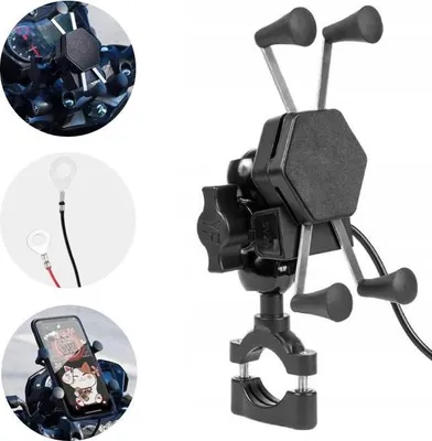 Obrázok produktu pre Motocyklový držiak na telefón s USB ROXAR