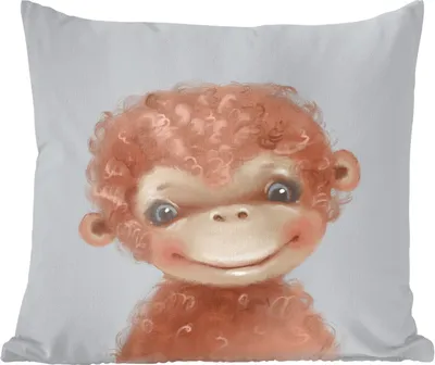 Produktbild von MuchoWow® Zierkissen Sofakissen Wohnzimmer Dekokissen 45x45 cm Dschungel - Affe - Grau - Schlafpolster - Polster für das Sofa