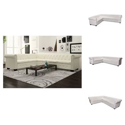 Immagine prodotto di vidaXL Divano angolare Chesterfield 6 posti in Pelle finta bianco - Divani