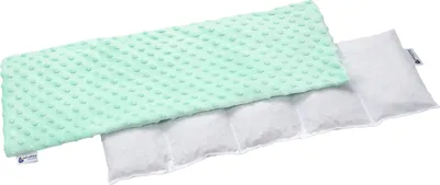 Image de Medi Partners - Coussin aux noyaux de cerise 60 x 20 cm, 800 g, tissu Minky, 5 compartiments, grand coussin aux grains, écologique, naturel, coussin chauffant et de cryothérapie, housse amovible (menthe)
