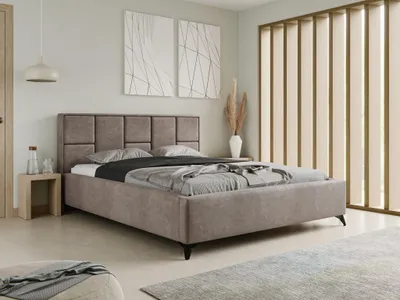 Produktbild von Polsterbett VENICE 180x200 mit Bettkasten | Metallrahmen Lattenrost inklusive Weicher Samt Stoff Braun Modernes Kopfteil Stabil Ohne Matratze