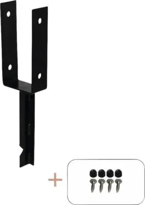 Produktbild von U-Pfostenfuß PLUS zum Einbetonieren 9 x 9 cm Pfosten schwarz