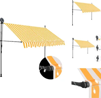 Obrázek produktu pro vidaXL Zatahovací markýza ručně ovládaná s LED diodami 300 cm bílá oranžová - Markýzy