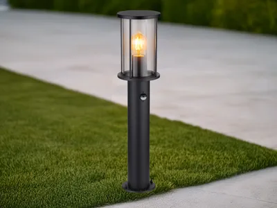 Produktbild von LED Wegeleuchte mit Bewegungsmelder aus Edelstahl mit Rauchglas, H: 60cm