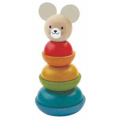 Immagine prodotto di Plan Toys Myszka Wieża: Drewniana układanka dla dzieci od 18 miesiąca życia