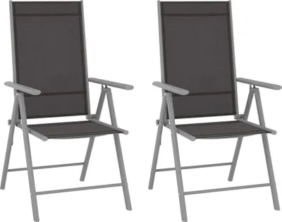 Obrázok produktu pre Skladacie záhradné stoličky 2 ks textilénové čierne