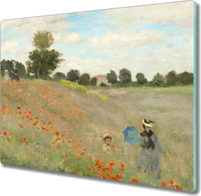 Produktbild von Coloray Schneidebrett Herdabdeckplatte 60x52 cm Kochplattenabdeckung Hackbrett Küchenbrett - Mohnblumen Monet