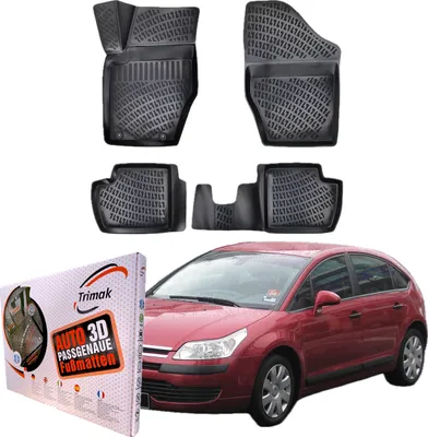 Produktbild von Trimak Autofußmatten kompatibel mit Citroën C4 1.Gen 2004–2010 Auto Allwetter Gummimatten