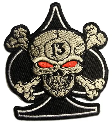 Obrázek produktu pro 13 Skull Biker - nášivka, nažehlovací nášivka, aplikace, nášivka, nažehlovací, Velikost: 8,3 x 7,6 cm
