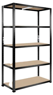 Obrázek produktu pro Kovový regál, 5 úrovní, nosnost 1000 kg, černý, rozměry 90 x 40 cm