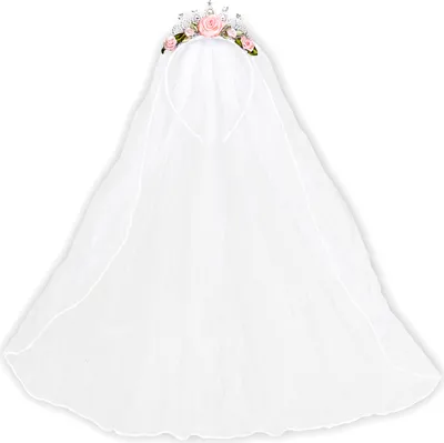 Produktbild von Brautschleier mit Blumenkranz und Diamanten