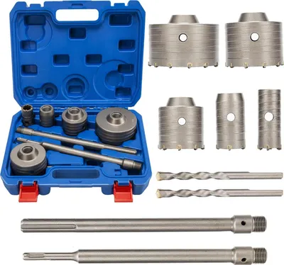 Obrázok produktu pre 9 ks Vrták do betónu so stopkou 30 mm 40 mm 65 mm 80 mm 100 mm Súprava vrtákov na otváranie dier