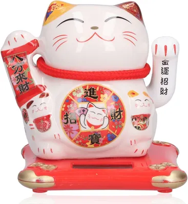 Zdjęcie produktu dla Figurka przynosząca szczęście - Maneki Neko - Chiński symbol Feng Shui - Dekoracyjna figurka