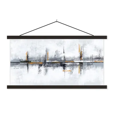Produktbild von MuchoWow® Textilposter Malerei - Abstrakt - Ölgemälde - Architektur 150x75 cm mit schwarzem Rahmen - Posterleiste
