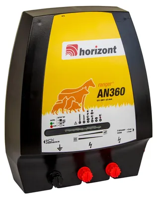 Produktbild von horizont Weidezaungerät 12V, ranger AN360 Weidezaungerät 230V, 3,6 Joule, 12500 Volt, Weidezaungerät, für Netzstrom, Batterie, Akku, Dualgerät für gehobene Ansprüche, trockene Bedingungen