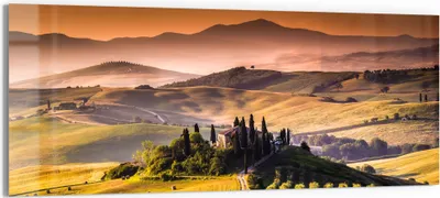 Produktbild von DEQORI Glasbild Echtglas 125x50 cm 'Toskana Panorama' Wandbild Bild modern Deko