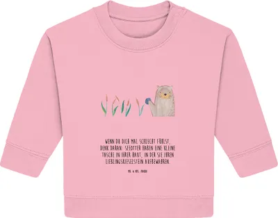 Produktbild von Mr. & Mrs. Panda Organic Baby Pullover Otter Stein 12. - 18. Monat - Baumwolle Pink - Geschenk, Pflanzen, Seeotter, Bullover, Fun Facts, Witzige Fakten