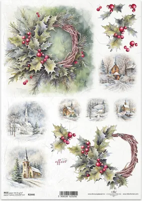Produktbild von ITD Reispapier Decoupage Bastelpapier Serviettentechnik-R2446 Wintergirlanden und Ansichten