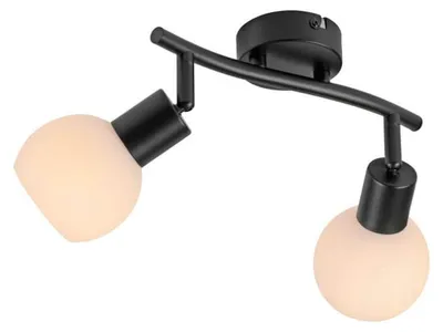 Image de Spot LED - 43 x 25 cm - 2 lampes - Noir - Blanc - Métal - Verre opale