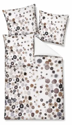 Produktbild von Janine Modern Art Mako Satin Bettwäsche - Punkte taupe 135 x 200 cm taupe Punkte auf weißem Hintergrund, KI-generiertes Bild