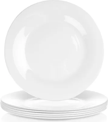 Immagine prodotto di Piatti da portata in vetro, bianchi, 25,5 cm, set da 6