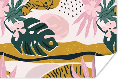 Produktbild von MuchoWow® Poster Tiger - Pflanzen - Dschungel - Muster 120x80 cm - Bilder