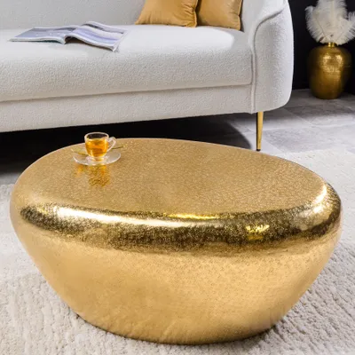 Produktbild von riess-ambiente Handgefertigter Couchtisch STONE 75cm gold Metall Hammerschlag Design
