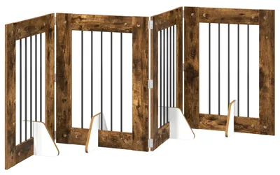 Produktbild von vidaXL Klappbares Hundetor mit Ständern 4 stk. Räuchereiche 241 cm