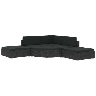 Produktbild von vidaXL 6-tlg. Garten-Lounge-Set mit Auflagen Poly Rattan Schwarz