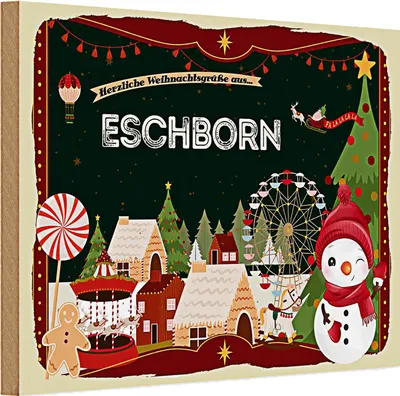 Produktbild von Holzschild Weihnachten Grüße ESCHBORN 30x20cm