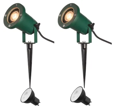 Produktbild von SLV NAUTILUS XL Erdspießleuchte – Außenleuchte für Garten, Terrasse, Wege & Teich | GU10, IP65, 11 W, mit Erdspieß & Stecker | 2er-Set | Grün