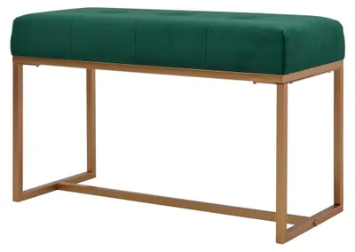 Produktbild von Sitzbank Polsterbank Betthocker Flurbank Beistellbank Garderobenbank Schlafzimmer Wohnzimmer 80cm Grün Samt Eisenrahmen
