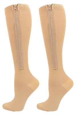Imagen del producto de Medias de compresión con cremallera, para hombre y mujer, con punta cerrada