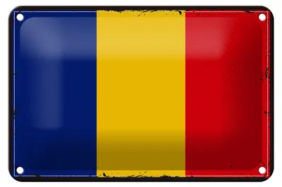 Produktbild von Blechschild Flagge Rumäniens 18x12cm Retro Flag of Romania Dekoration