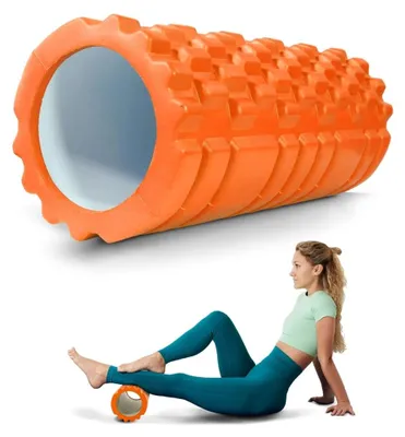 Productafbeelding van Fitness foam roller van EVA-schuim, 14 x 33 cm, ideaal voor Pilates, yoga en stretching oefeningen, draagbaar en multifunctioneel