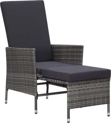Immagine prodotto di Sedia da Giardino Reclinabile con Cuscino in Polyrattan Grigio