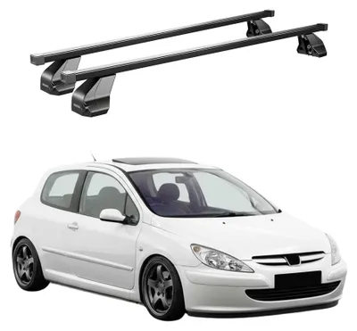 Image de Barres Transversales Menabo pour Peugeot 307 2001-2009 3-portes Noir, Image générée par une IA