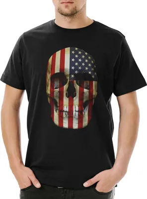Produktbild von Urban Backwoods USA Stars Skull, Herren T-Shirt, Farbe: Schwarz, Größe: 2XL