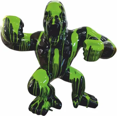 Immagine prodotto di Casa Padrino XXL Scultura decorativa Gorilla Scimmia Nero / Verde H. 200 cm - Statua da giardino