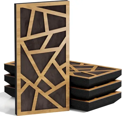 Imagen del producto de Juego de 10 paneles acústicos estrechos SKYROSS-F, tapizados en terciopelo, de 50x25 cm, color Sonoma/marrón