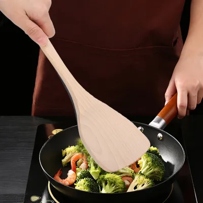 Obrázek produktu pro sada 5 kusů dřevěných lžic na vaření Domácí kuchyňské náčiní pro nepřilnavou pánev