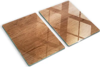 Obrázok produktu pre Sklenená ochranná doska – Kryt varnej dosky – Kryt na indukčnú dosku – 2x40x52 cm  – Rýchle čistenie – Tvrdené sklo – Drevo