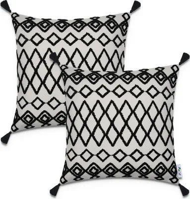 Produktbild von Kissenbezug Deko Kissenhülle Kissenbezüge Skandi Muster 2er Set Sofa Zierkissen