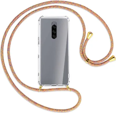 Produktbild von Handykette Backcover-Schutzhülle mit Band (Metall goldfarben) für Sony Xperia 1 - Rainbow